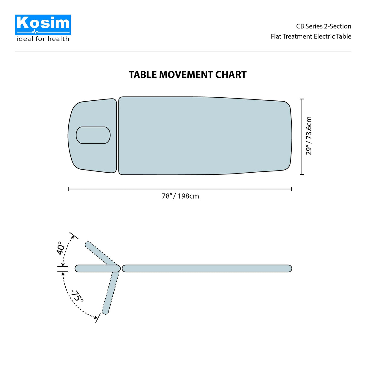 CB Series Deluxe - 2 Section Flat Treatment Electric Table