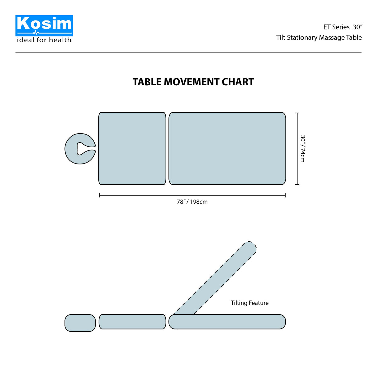ET Series 30" Tilt Stationary Massage Table