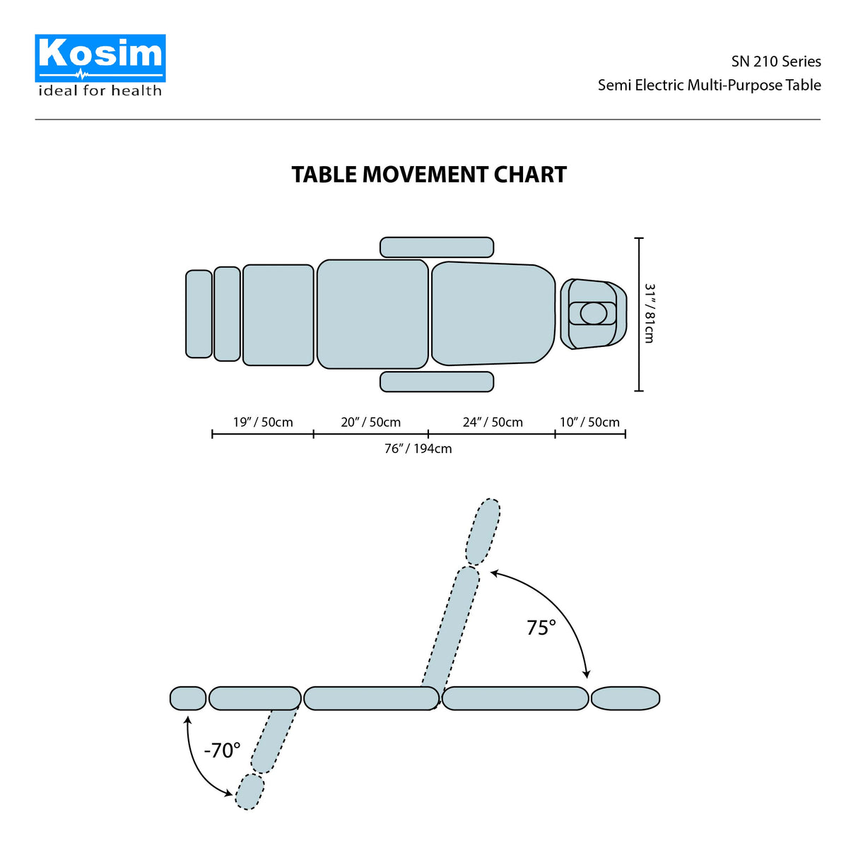 Table polyvalente semi-électrique série SN 210