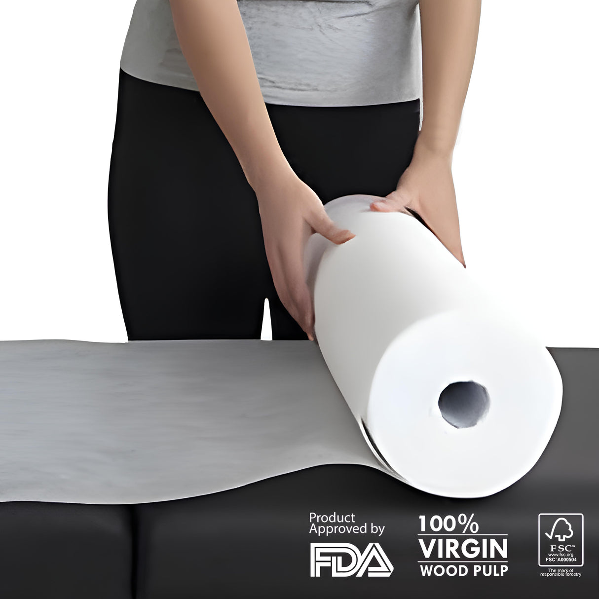 Box 21" x 250 Ft Premium Crepe Paper Roll for Massage Table (8 Rolls/Box)